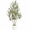 Pianta Decorativa Artificiale Ulivo con Vaso Bianco 150 cm