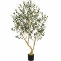 Albero di Ulivo Artificiale con Vaso Decorativo 210 cm Verde Scuro