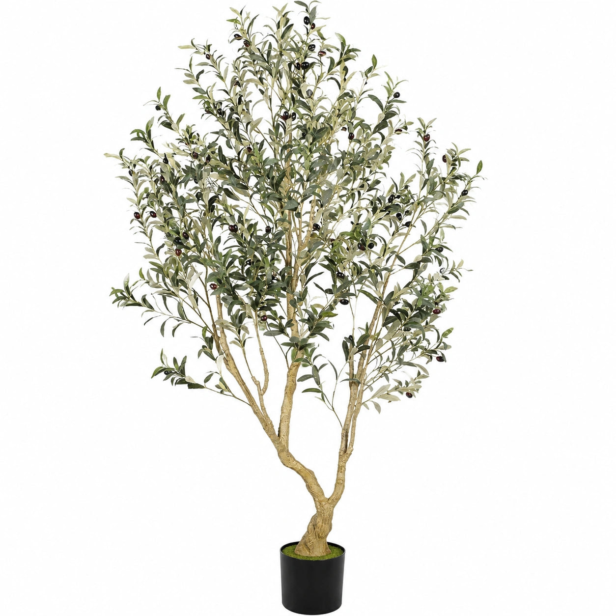 Albero di Ulivo Artificiale con Vaso Decorativo 210 cm Verde Scuro