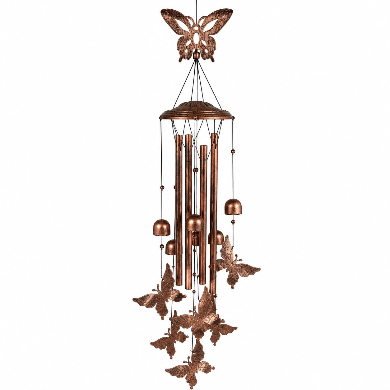 Campanello a Vento Decorativo con Farfalle in Rame