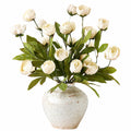 Bouquet di Peonie Artificiali Bianche in Vaso Rustico
