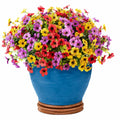 Composizione di Fiori Artificiali Multicolore in Vaso Blu