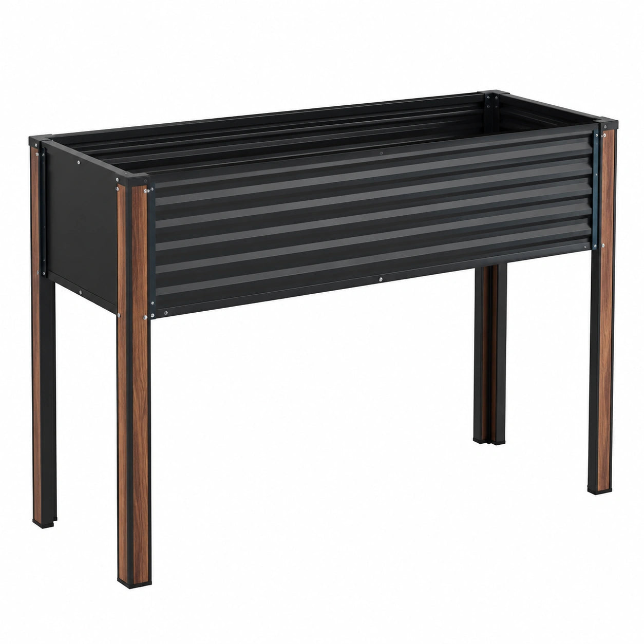 Fioriera rialzata in acciaio nero per giardino 120x60x80 cm