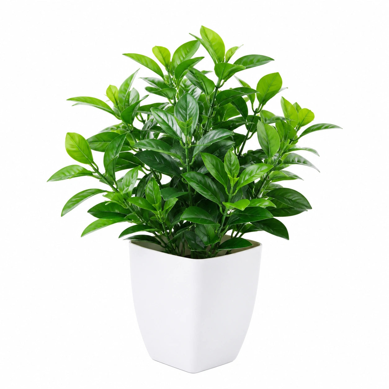 Pianta Artificiale Decorativa con Vaso Bianco e Foglie Verdi