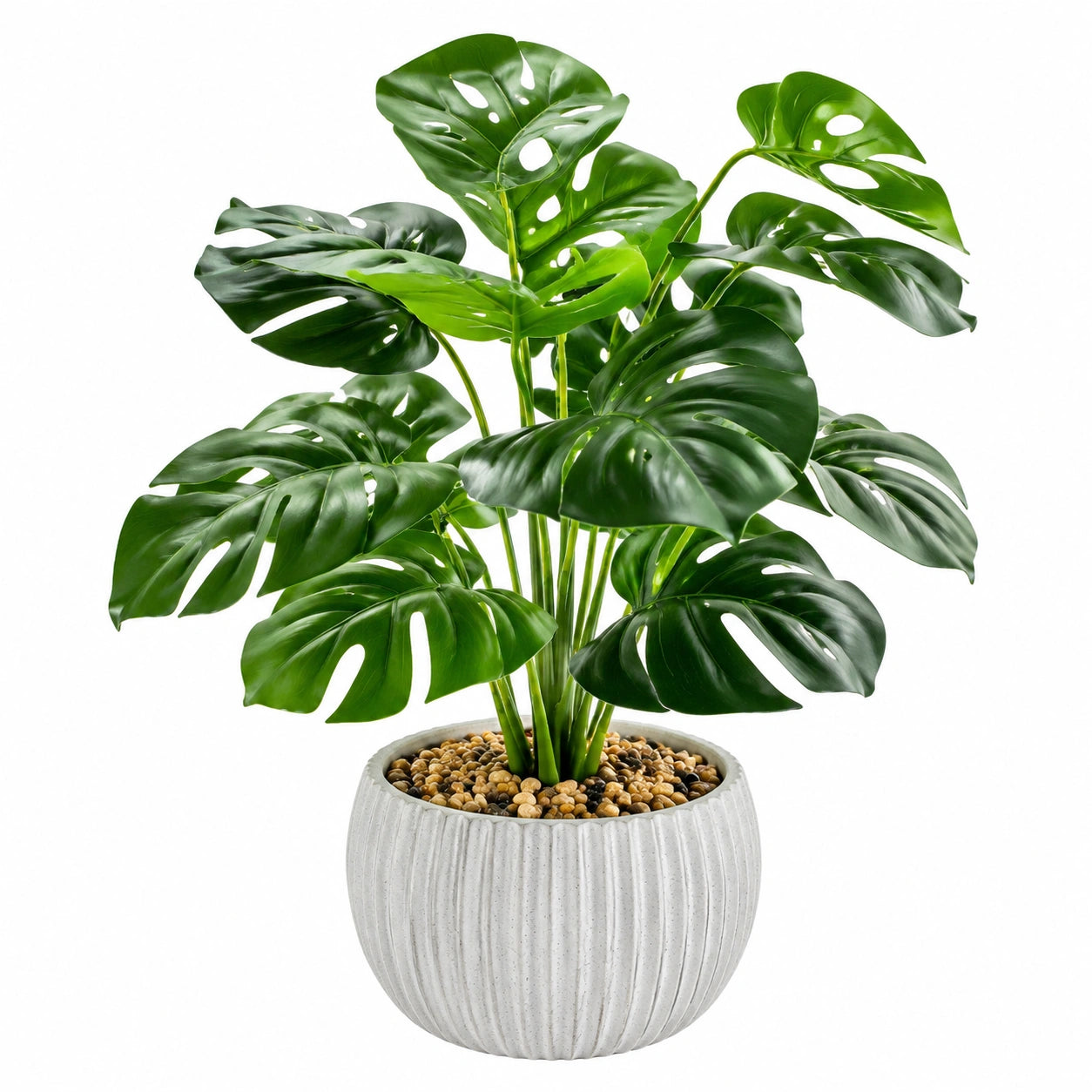 Monstera Artificiale con Vaso Decorativo in Ceramica, 80 cm Verde