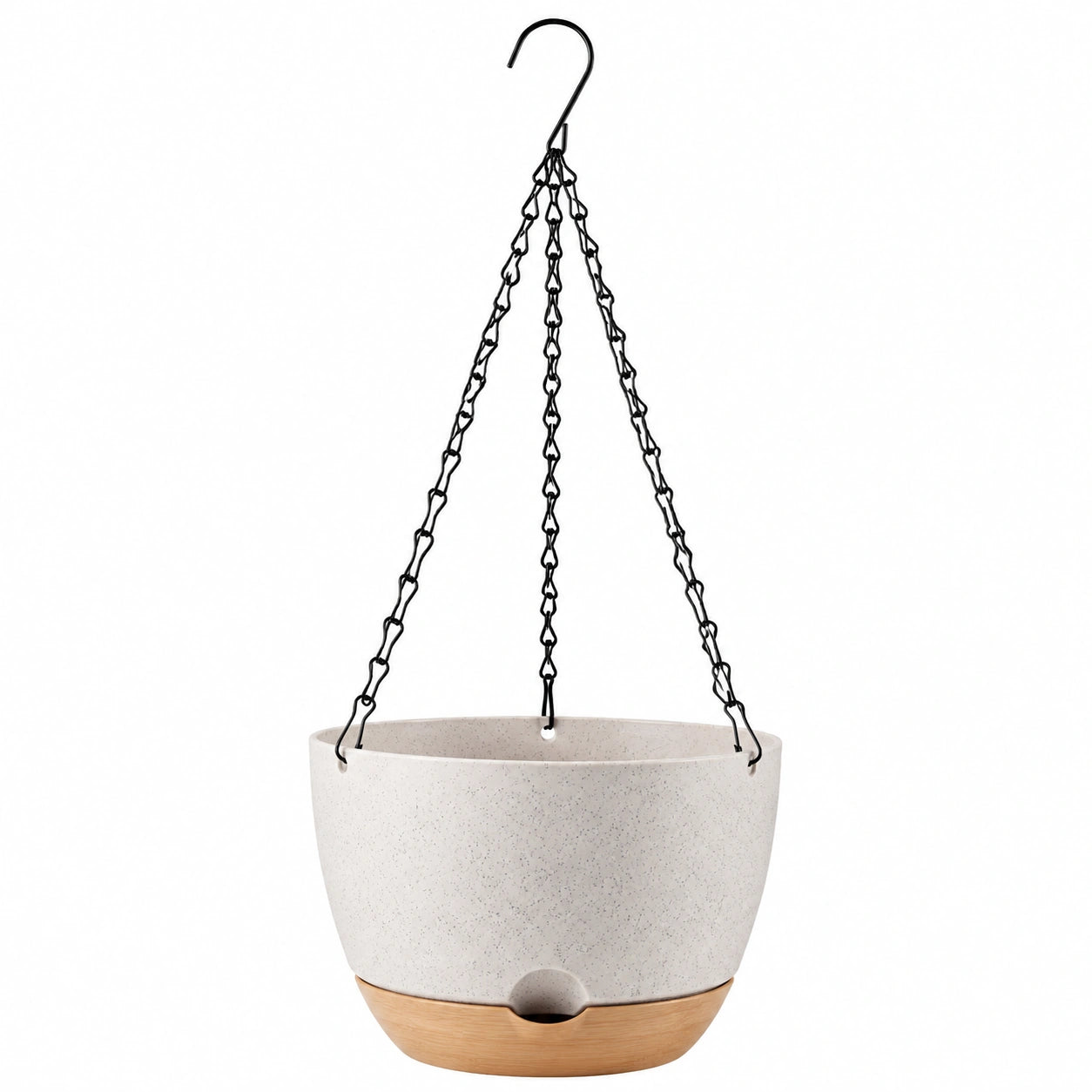 Vaso Sospeso con Catena in Metallo e Drenaggio, Bianco